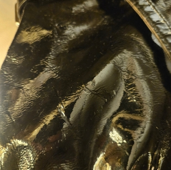 Coach Madison 2-Way Black Glass Patent Leather Satchel Handbag With Hang Tag - Picture 7 of 8